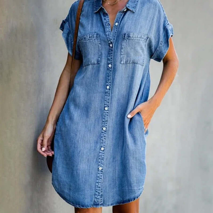 Livia™ | Refined Denim Dress with Contour Design