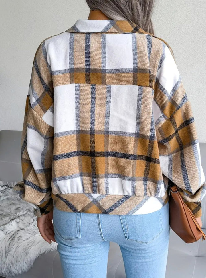 Alyssa™ | Cropped Plaid Flannel Button Down Jacket